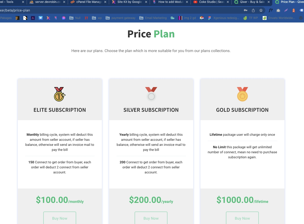 [5318.cm] Seller Subscription Addon - Qixer Service Marketplace and Service Finder