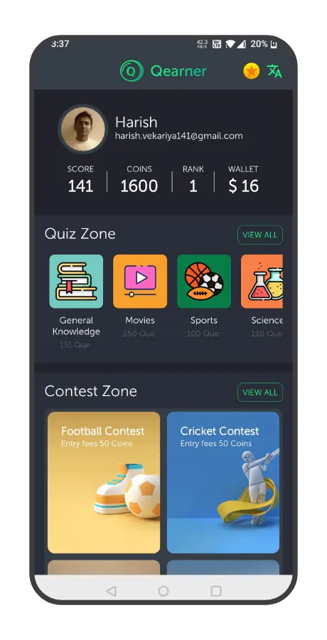 [5318.cm] Qearner – Quiz App | Android Quiz game with Earning System + Admin panel