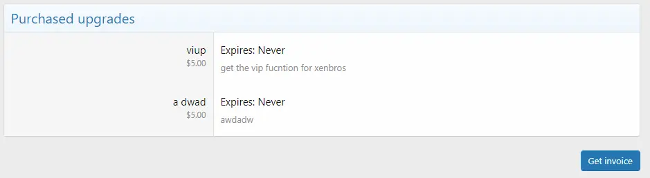 [5318.cm] User upgrade invoice