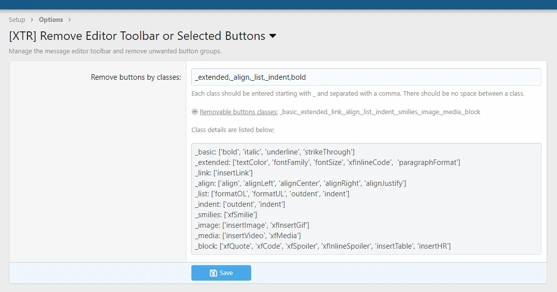 [5318.cm] [XTR] Remove Editor Toolbar or Selected Buttons