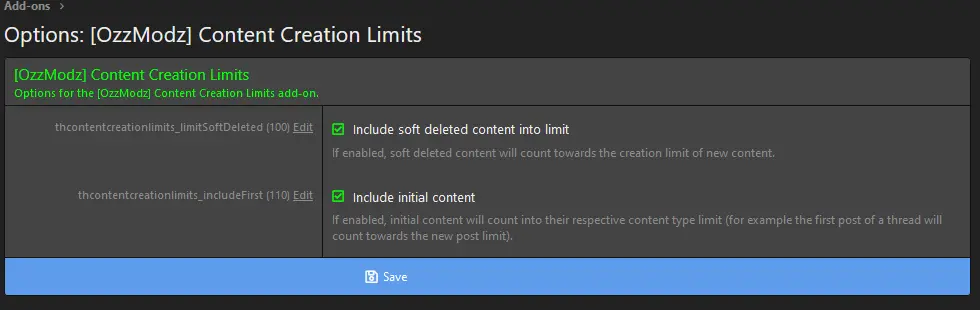 [5318.cm] [OzzModz] Content Creation Limits