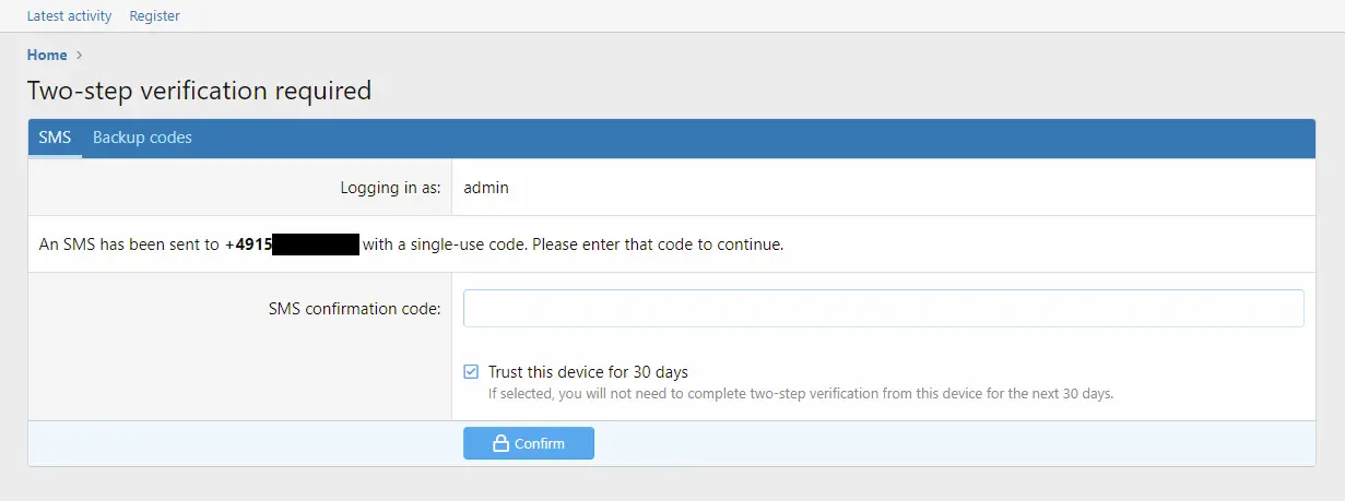 [5318.cm] Verify mobile phone by SMS