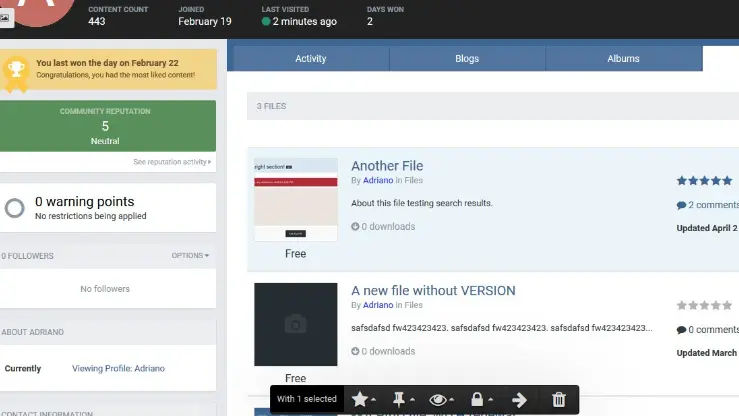 [5318.cm] Files Tab on User Profile