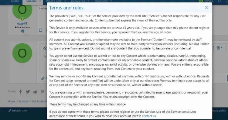 [5318.cm] [OzzModz] Terms And Rules Popup