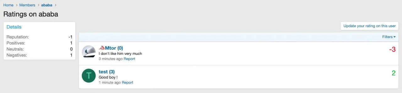 [5318.cm] [XFA] Users Ratings/Reputations System