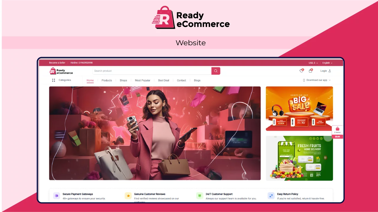 [5318.cm] Ready eCommerce - Complete Multi Vendor eCommerce Mobile App, Customer Website with Store POS