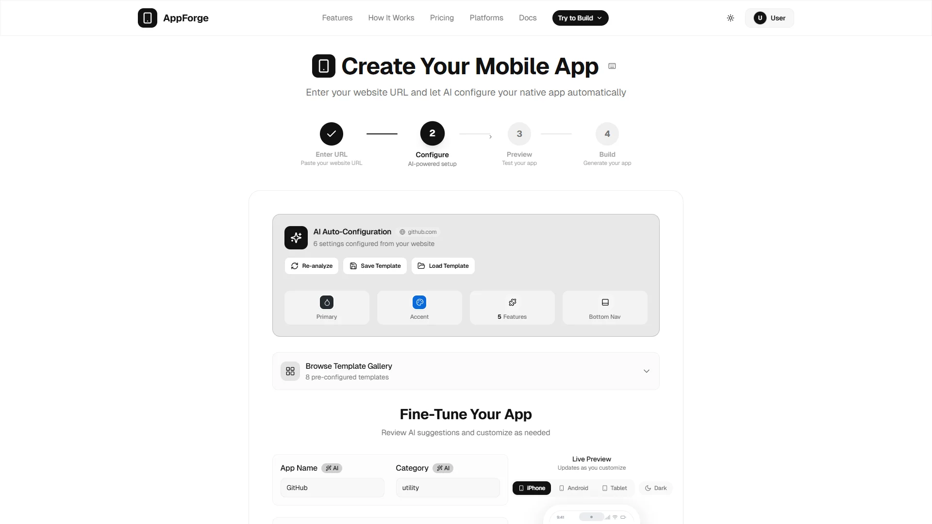 [5318.cm] AppForge – AI-Powered No-Code Mobile App Builder SaaS Platform