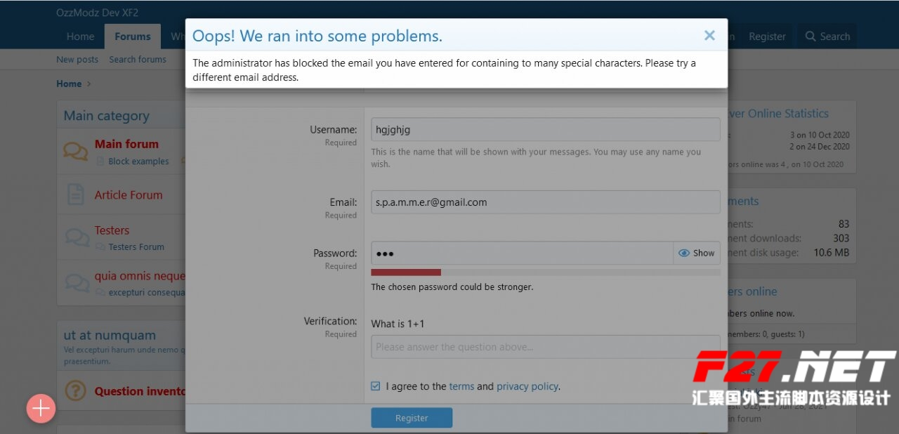 [5318.cm] [OzzModz] Block Registrations With Spam Like Email Addresses