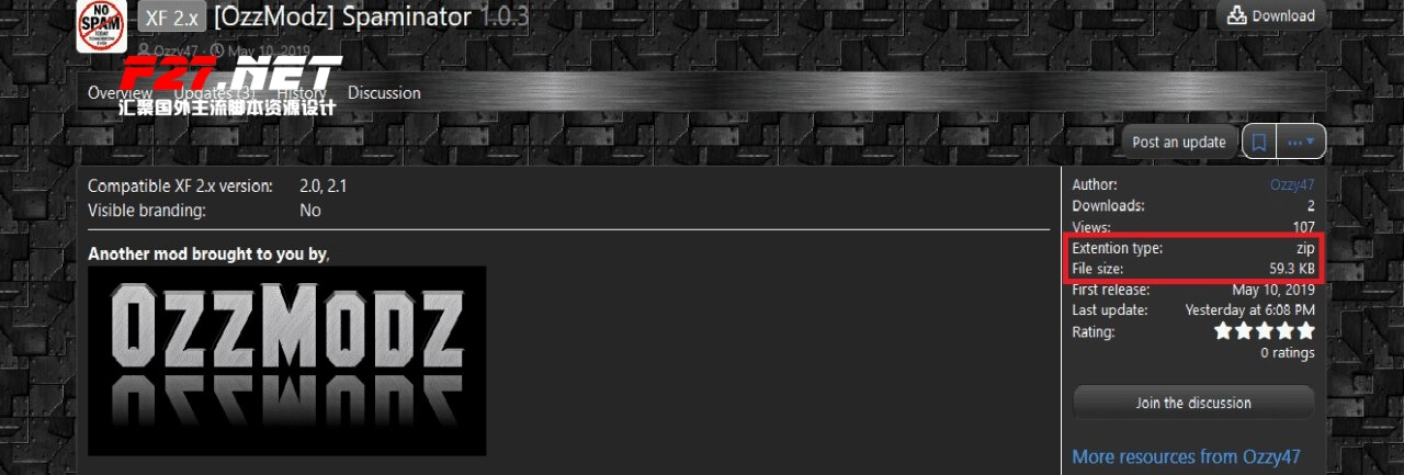 [5318.cm] [OzzModz] XFRM File Extension And Size Display